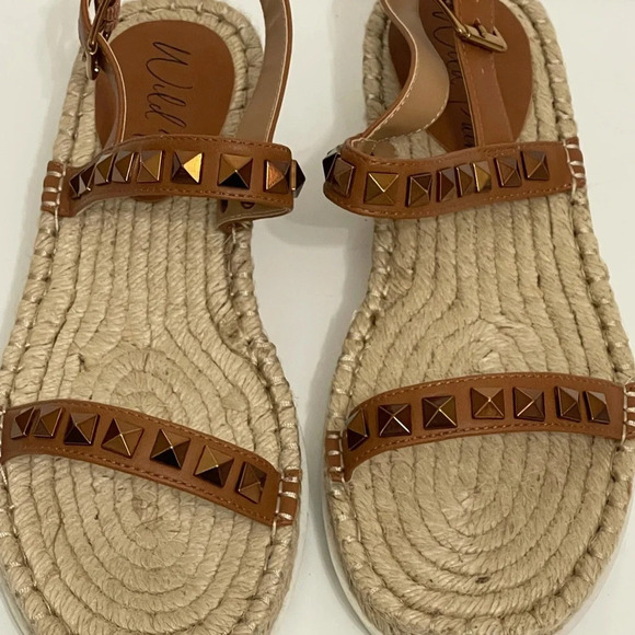 WILD PAIR Studded Espadrille wedge Sandals metallic cognac brown size 7.5 - Picture 5 of 16